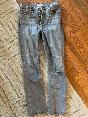 Agolde Nico Gray Button-Fly Skinny Jeans